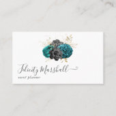 Carte De Visite Gothique turquoise, noir et or (Devant)