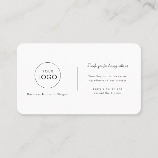 Carte De Visite Goût et révision | Google Logo du restaurant Code  (Dos)