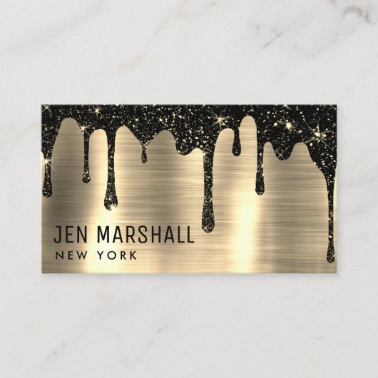 Carte De Visite gouttes de parties scintillant noire (Devant)
