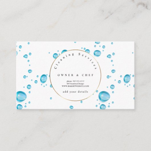 Carte De Visite gouttes d'eau bleue motif design service de nettoy (Devant)