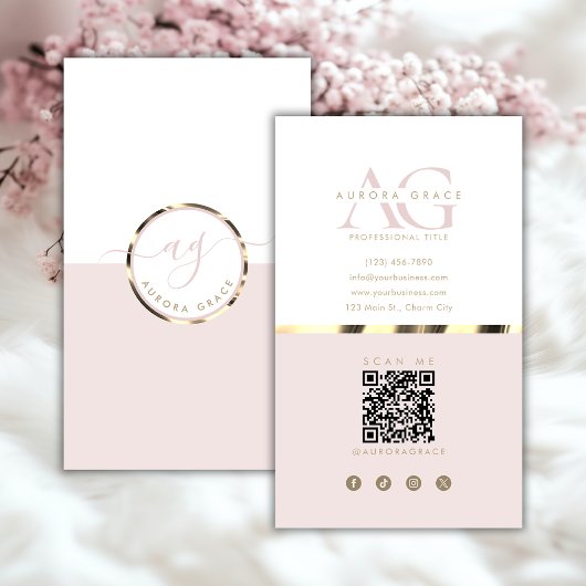 Carte De Visite Grace d'or blanc vertical