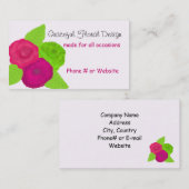 Carte De Visite Graceful Floral Design Gras Fleurs (Devant / Derrière)