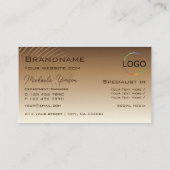 Carte De Visite Gradient beige tan et feuille de palme avec logo é (Dos)