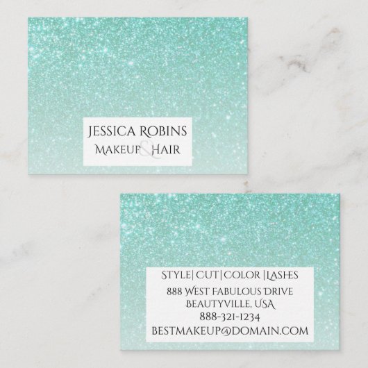 Carte De Visite Gradient bleu vert turquoise de parties (Devant / Derrière)