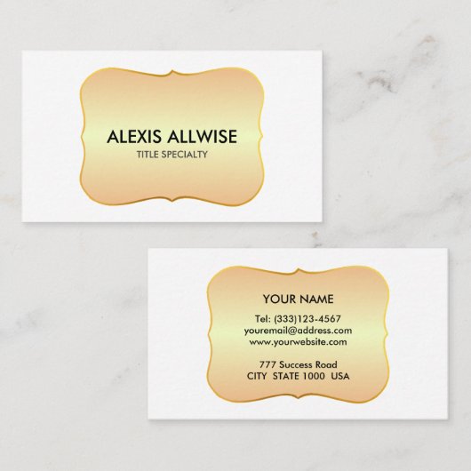 Carte De Visite Gradient d'or rustique chic sur blanc (Devant / Derrière)