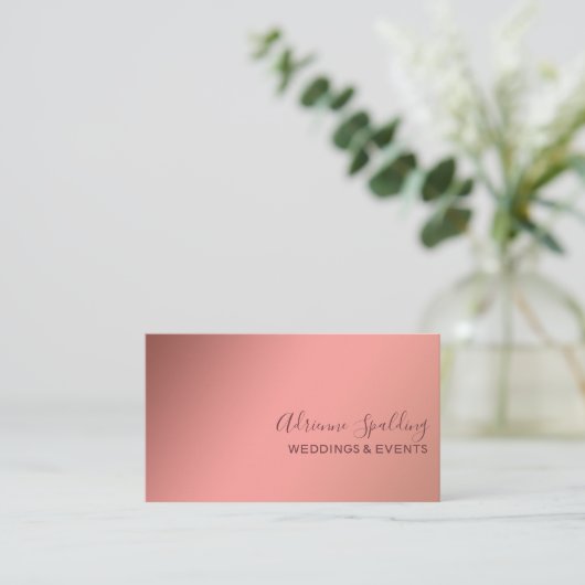 Carte De Visite Gradient doré minimal Rose moderne (Debout devant)