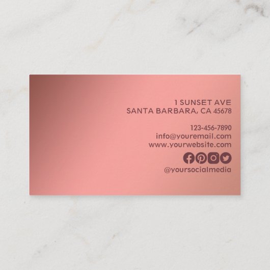 Carte De Visite Gradient doré minimal Rose moderne (Dos)