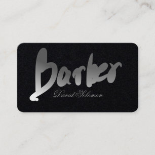 Carte De Visite Gradient Gris Barber Typographie Premium Noir