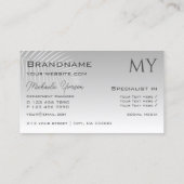 Carte De Visite Gradient gris pastel et feuille de palme avec Mono (Dos)