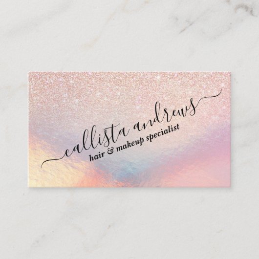 Carte De Visite Gradient holographique de Rose Gold Glitter Irides (Devant)