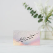 Carte De Visite Gradient holographique de Silver Glitter (Debout devant)