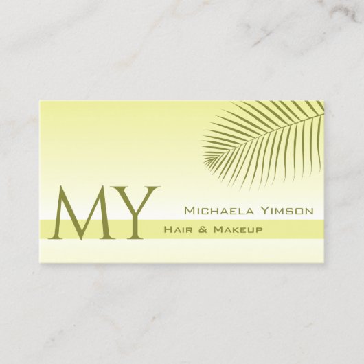 Carte De Visite Gradient jaune clair et feuille de palme avec Mono (Devant)