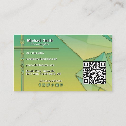 Carte De Visite Gradient moderne 3D géométrique Abstrait QR Code C (Dos)