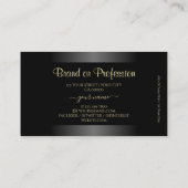 Carte De Visite Gradient noir et blanc avec Champagne Frame Chic (Dos)