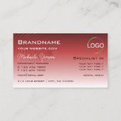 Carte De Visite Gradient rouge vin avec Monogramme et logo feuille (Dos)