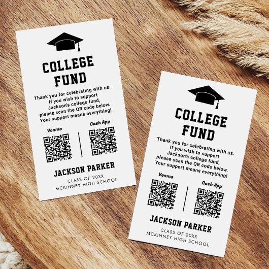 Carte De Visite GradParty College Fund 2 QR Code Card