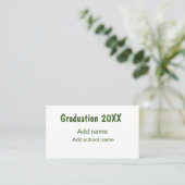 Carte De Visite Graduation 20XX ajouter nom année école vert moder (Debout devant)