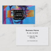 Carte De Visite Graffiti bleu moderne Cool Art Abstrait (Devant / Derrière)