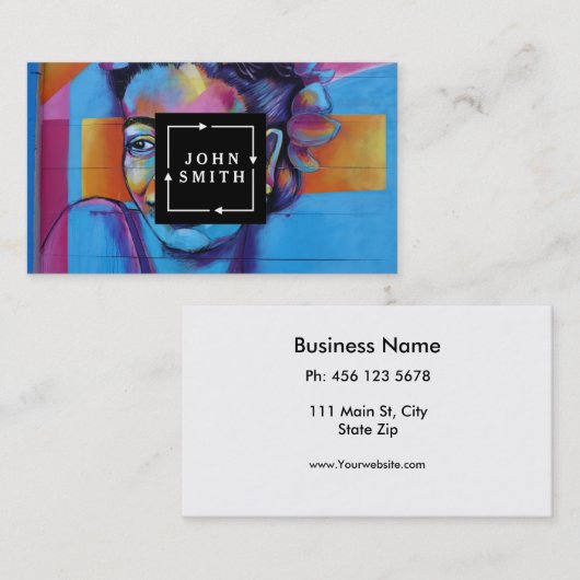 Carte De Visite Graffiti bleu moderne Cool Art Abstrait (Devant / Derrière)