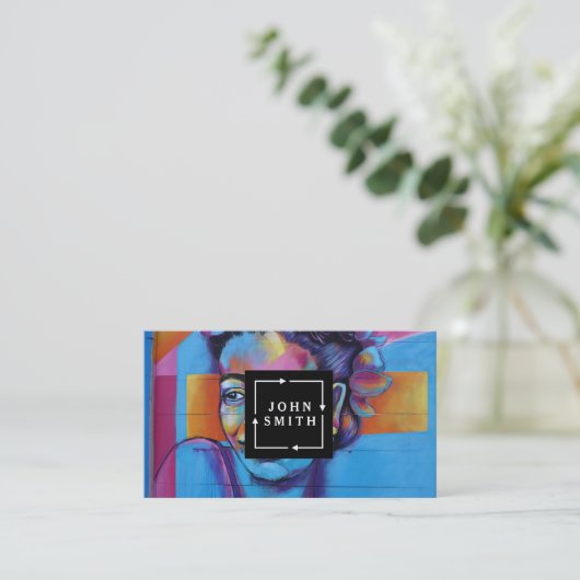 Carte De Visite Graffiti bleu moderne Cool Art Abstrait (Debout devant)