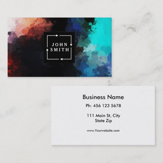 Carte De Visite Graffiti bleu moderne Cool art Abstrait (Devant / Derrière)