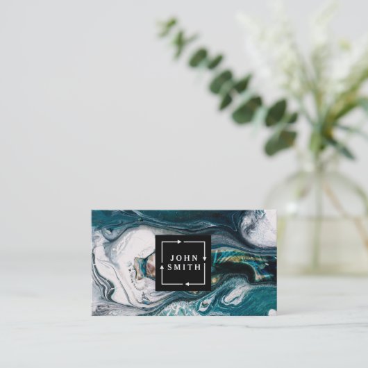 Carte De Visite Graffiti bleu moderne Cool Art Abstrait (Debout devant)