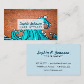 Carte De Visite Graffiti mural frais de mur de vagues bleues (Devant / Derrière)