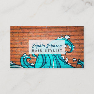 Carte De Visite Graffiti mural frais de mur de vagues bleues