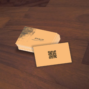 Carte De Visite Graffiti orange clair brouillé Code Qr