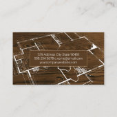 Carte De Visite Grain de bois | Arrière - plan Blueprints (Dos)