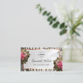 Carte De Visite Grain de bois blanc Roses roses roses d'arbre natu (Debout devant)