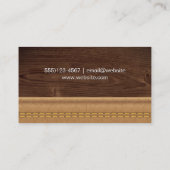 Carte De Visite Grain de bois | Cuir marron clair doublement cousu (Dos)