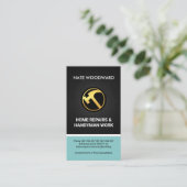 Carte De Visite Grain de bois fin Marteau créatif Icon Handyman (Debout devant)