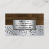 Carte De Visite Grain de bois métallique | Outils industriels grav (Dos)