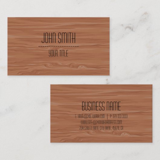 Carte De Visite Grain de bois moderne professionnel (Devant / Derrière)