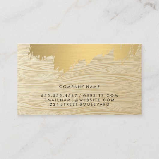 Carte De Visite Grain de bois | Or brossé (Dos)