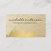 Carte De Visite Grain de bois | Or brossé (Devant)