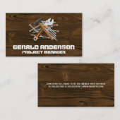 Carte De Visite Grain de bois | Pile de Nails Hammer Wrench (Devant / Derrière)