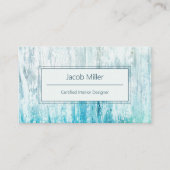 Carte De Visite Grain de bois Turquoise blanc Rustique texture (Devant)