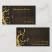 Carte De Visite Grain élégant d'or et en bois (Devant / Derrière)