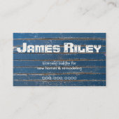 Carte De Visite Grain en bois bleu rustique (Devant)