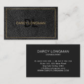 Carte De Visite Grain en cuir Look Black Charbon Or (Devant / Derrière)