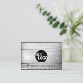 Carte De Visite Grain naturel Bois Blanc Bois Bois Logo Moderne (Debout devant)