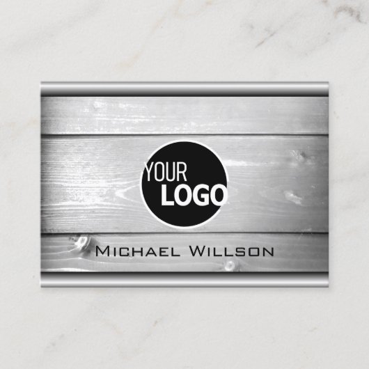 Carte De Visite Grain naturel Bois Blanc Bois Bois Logo Moderne (Devant)