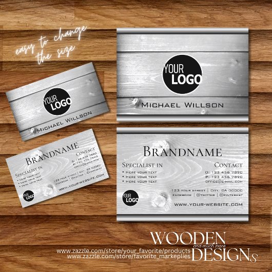 Carte De Visite Grain naturel Bois Blanc Bois Bois Logo Moderne