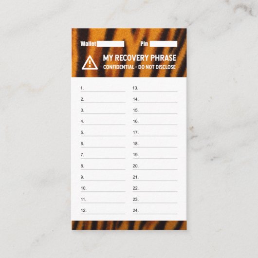 Carte De Visite Graine de récupération du tigre du portefeuille de (Devant)