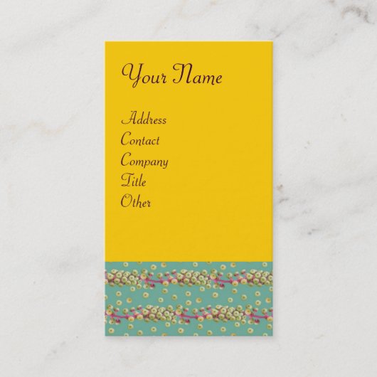 Carte De Visite GRAINES BLANCHES, vert clair vert rose (Devant)