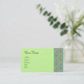 Carte De Visite GRAINES BLANCHES, vert clair vert rose violet (Debout devant)