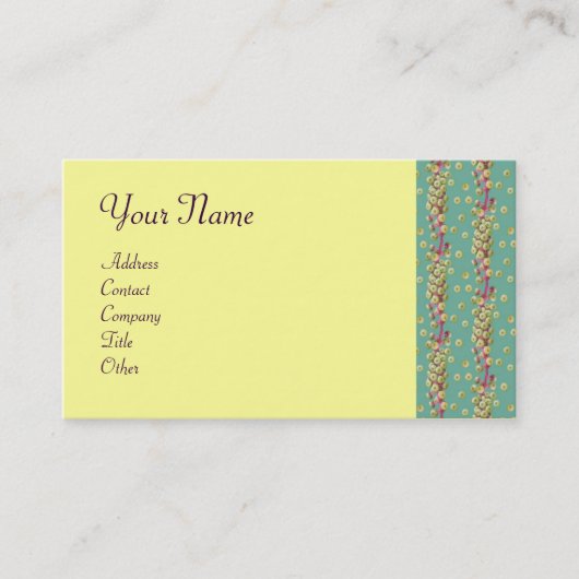 Carte De Visite GRAINES BLANCHES, vert clair vert rose violet (Devant)