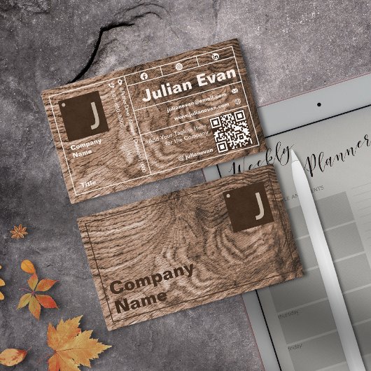 Carte De Visite Grains de bois moderne Typographie audacieuse Mono